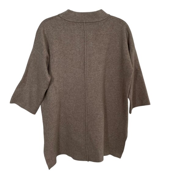 Rachel Zoe Oatmeal Beige Mock Neck Hi-Low 3/4 Sleeve Sweater M Neutral Basic - Picture 4 of 13